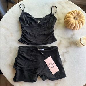 NWT Oh Polly co-ord two piece set black tank top and shorts